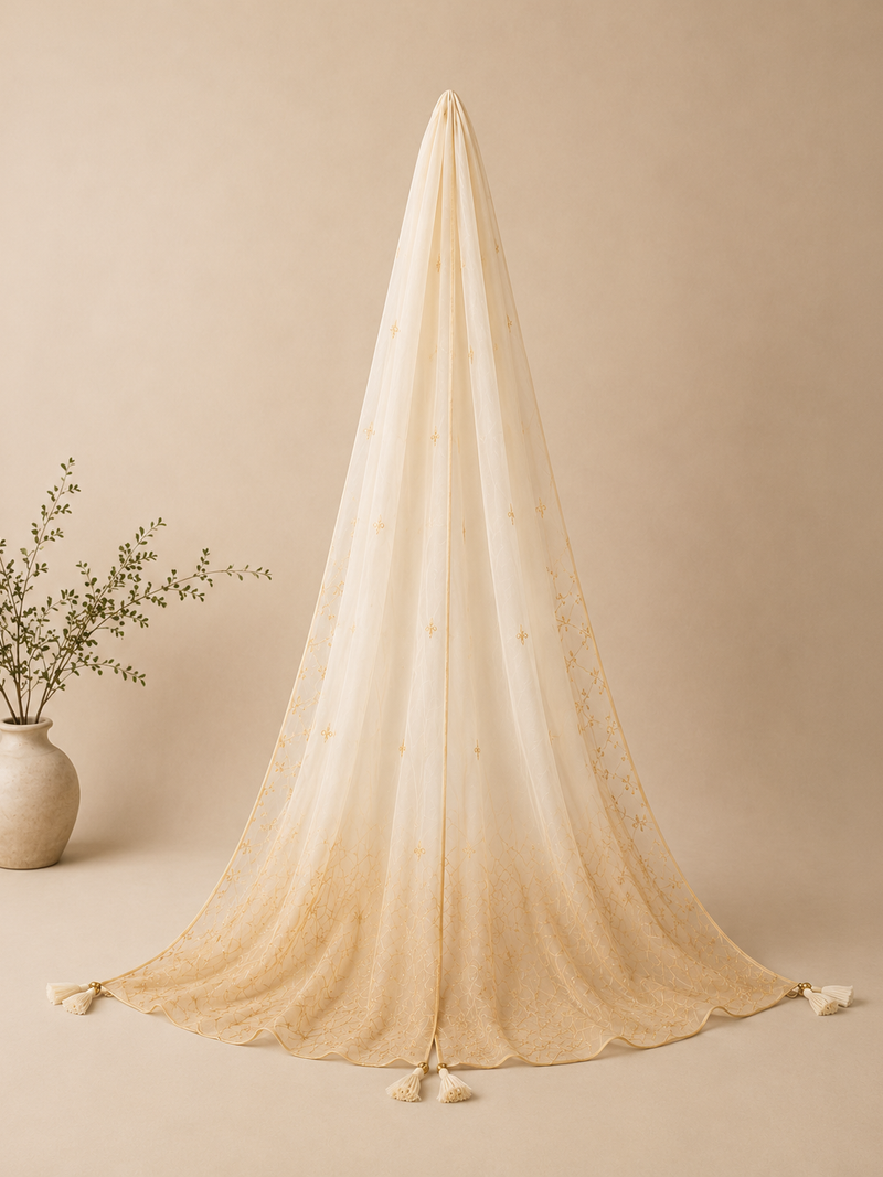 The Executive Ivory — Gold Ombré Dupatta