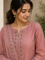 Soft Statement — Dusty Rose Three-Piece Kurta Set