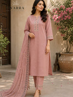 Soft Statement — Dusty Rose Three-Piece Kurta Set